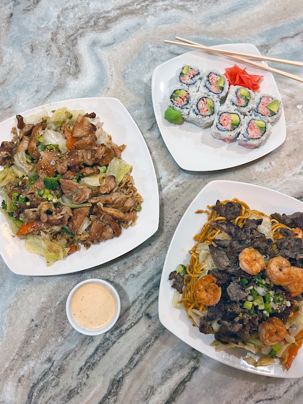 A Valentine's Day teat, hibachi and sushi rolls