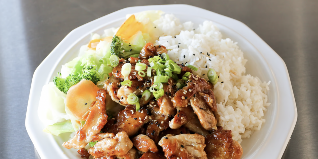 Creating your own bento box featuring hibachi chicken